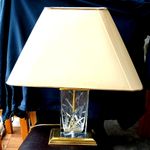 Nachtmann Crystal and Brass Table Lamp Rectangular floral pattern 