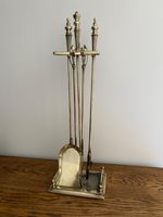 HUGE ANTIQUE EARLY 19THC SUBSTANTIAL TALL FIRESIDE COMPANION SET OPEN FIRE POKER