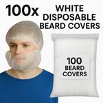 100x Disposable White Beard Covers Non-Woven Hygiene Nets Catering PPE UK Stock