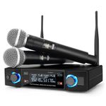 Professional 2 Channel UHF Wireless Dual Microphone Mic System Cordless Handheld