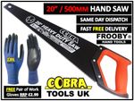 Cobra 500mm / 20 Inch Hand Saw Wood Carpentry 8 TPI Sharp point Hard point 23-21