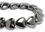 10 LARGE SHINY HEMATITE PUFFED HEART BEADS, VERTICALLY DRILLED, 12 MM, GEMSTONE