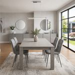 Wooden Rectangle Dining Table Set With 4 Velvet Chairs Dining Room Furniture