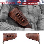 TOURBON Hunting Leather Rifle Gun Buttstock Cover Cheek Rest w/ Ammo Holder UK
