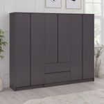 Malvern 6 Door 2 Drawer Wardrobe Matt Grey Modern Storage Hanging Rail