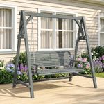 2 Seater Wooden Garden Swing Chair Seat Hammock Bench Lounger Outdoor, Grey, UK
