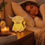Highland Cow Lamp Warm Glow Night Light LED for Bedside Table Decor