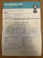 Official Souvenir Scorecard - 1979 Prudential Cup Final- England v West Indies