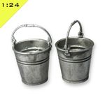2x 3D resin Printed metal BUCKET 1:24 scale Model Miniature Diorama Scenery