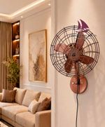 ZAIN Antique Style Wall Fan Nautical Coastal Decor Industrial Brass Finish Fan