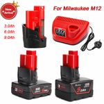 12V 3A/6A/9A for Milwaukee Li-Ion Battery M12B6 M12 XC 48-11-2401 Power Tools