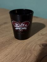 Vintage Buffy The Vampire Slayer Shot Glass 1998 Fox Black Glass Red Heart Logo