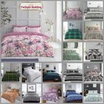Complete Bedding Duvet Set with Fitted Bed Sheet 4 Pcs Reversible Quilt Covers