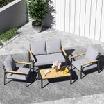 BIRCHTREE Garden Furniture Set 4-Seater with Coffee Table 4 Pieces 2-Seater Sofa