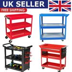 Heavy Duty Tool Storage Trolley Wheel Cart 3 Tier Shelf Cabinet Drawer Workshop