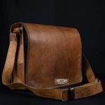 18" Men's Distressed Leather Messenger Shoulder Bag Laptop Briefcase Dark Brown