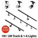 Litecraft 1-3 M Track Light With 1-6 Three Style Spotheads & LED Bulbs - Black  