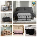 Ottoman Chest 6 Drawer Storage Modern Ribbed Organizer Space Saving Furniture
