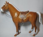 1:6 scale handmade tan leather saddle bridle Vintage Sindy Marx horse Not incl.