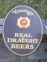 Original Youngs Brewery wooden pub Sign