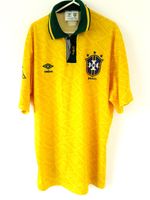 Brazil Home Shirt 1991. Large. Original Umbro. Yellow Adults Football Top Only L