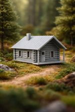 2 x N Gauge Model Railway Log Cabin Log Effect Building Diorama Scenery