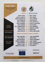 BROMLEY v BRISTOL ROVERS LEAGUE 2 OFFICIAL TEAMSHEET 2025/26 14/3/2026