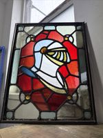 Reclaimed Victorian Stained Glass Lead Knights Helmet Window 2