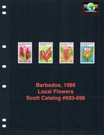 $3.90 Scott Value - 1986 BARBADOS Flowers Orchids Caribbean Sea CV MNH NH UMM