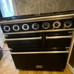 Falcon Black Freestanding Gas Range Cooker 5 Burner Hob 2 Ovens 100cm