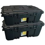 Twin Pack of Large 102L Wheeled Military Storage Trunks, Plano