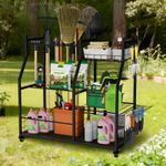 Heavy Duty Garden Tool Organizer Metal Yard Tools Rack for Garage Shed Storage