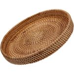 Rattan Storage Basket Wicker Serving Round Tray Woven Decorative Fruit Dish