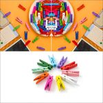 50 Pcs Large Mixed Colour Wooden Peg Clips – 7.2cm Clothes Pegs for DIY & Crafts