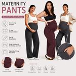 Maternity Trousers Pregnancy Pants Stretchy Over Bump Casual Comfy Wide Leg UK