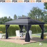 3 x 4m Aluminium Garden Gazebo Pavilion Party Tent with Nets and Curtains Black