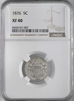 1876  5C SHIELD NICKEL    NGC XF40   #8404747-007