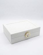 White Luxury Jewellery Box Organizer with Key Lock for Women Girls Jewelry Box