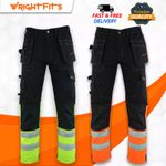 Mens Work Hi Viz Cargo Combat Holster Pockets Working Work Trousers Hi Vis