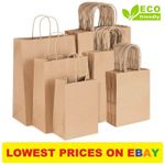Brown Paper Bags With Handles 50 100 Party Bags Gift Twisted Handle Carrier Bags