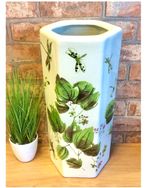 *REDUCED* Hex Dragonflies & Leaves Ceramic Umbrella /Stick Stand /Large Vase
