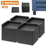 4Pcs 3-Inch Heavy Duty Bed Chair Bed Risers Feet Leg Lift Furniture Risers Stand