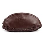 Rapport Mens Leather Rugby Ball Wash Bag Black Travel Toiletry Organizer