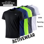 Men's Round Neck T-Shirt Quick Dry Short Sleeves Moisture Wicking Gym Wear Shirt