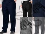Boys Extra Generous Waist Sturdy Fit School Trousers Half Elasticated Short Leg