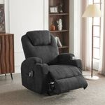 Electric Recliner Chair Massage Heating Armchair Sofa with Cup Holder Black