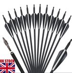 12PCS 30" Carbon Arrows Screw Tips Archery Recurve Compound Bow Hunting Shooting