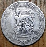 1921 King George V Shilling, Great Condition, 5.3 to 5.5 grams 50% Silver