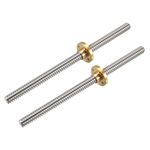 2PCS 150mm T8 Pitch 2mm Lead 4mm Lead Screw Rod with Copper Nut for 3D Printer