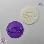 Happy Retirement Cookie Embosser Stamp Cupcake Fondant Stamp Icing Stamp